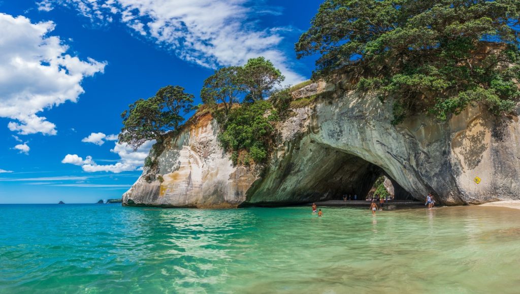 cathedral cove cave beach sea swimming